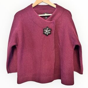 EUC JM Collection Magenta Sweater with Decorative Brooch